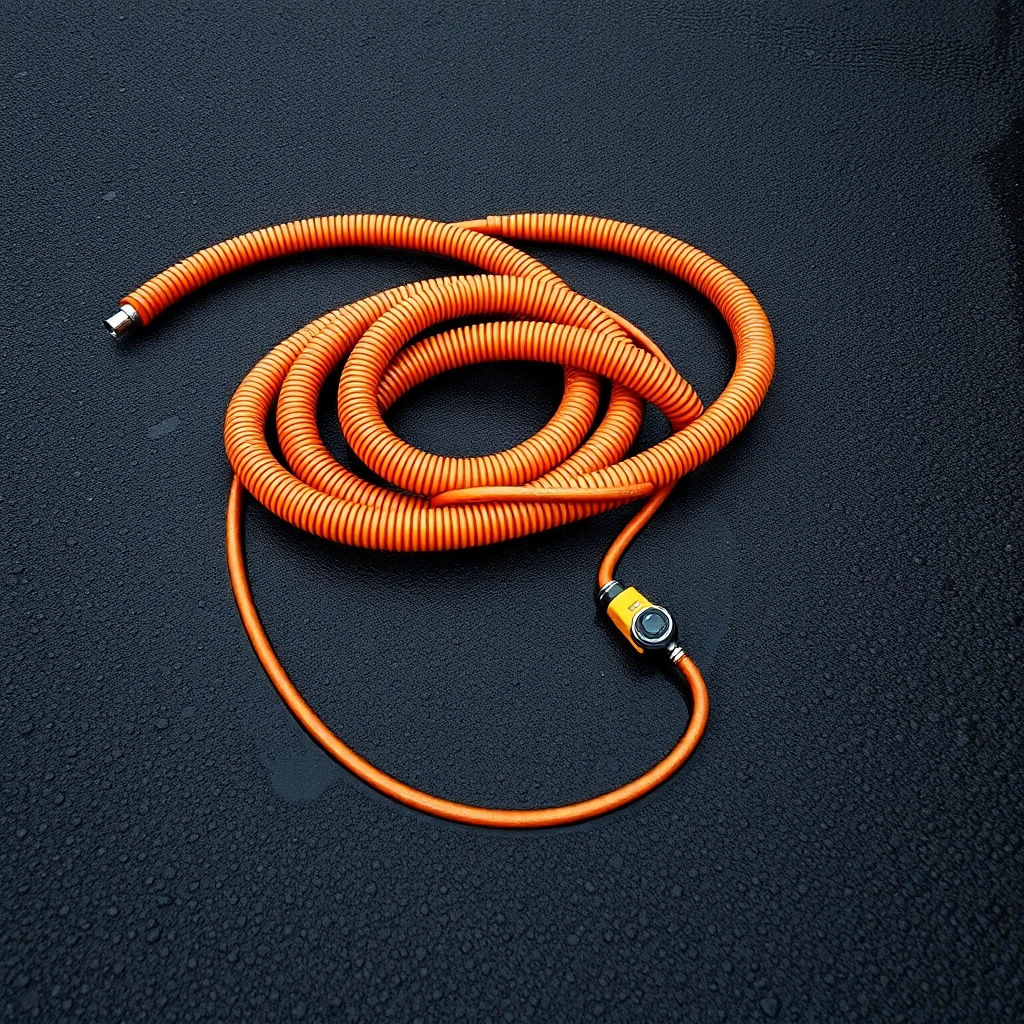 Drain rods, CCTV camera and jetting hose flat lay